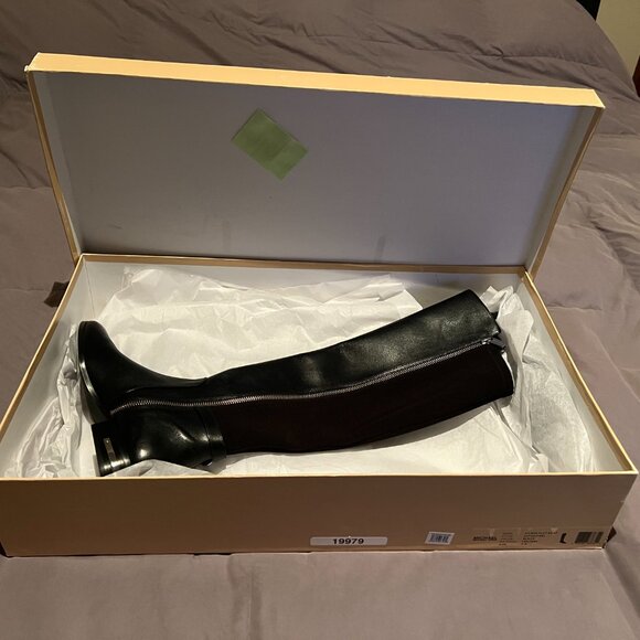 MICHAEL Michael Kors Aileen Black Leather and Ponte OTK Flat Boots - Size 7M - Picture 6 of 6